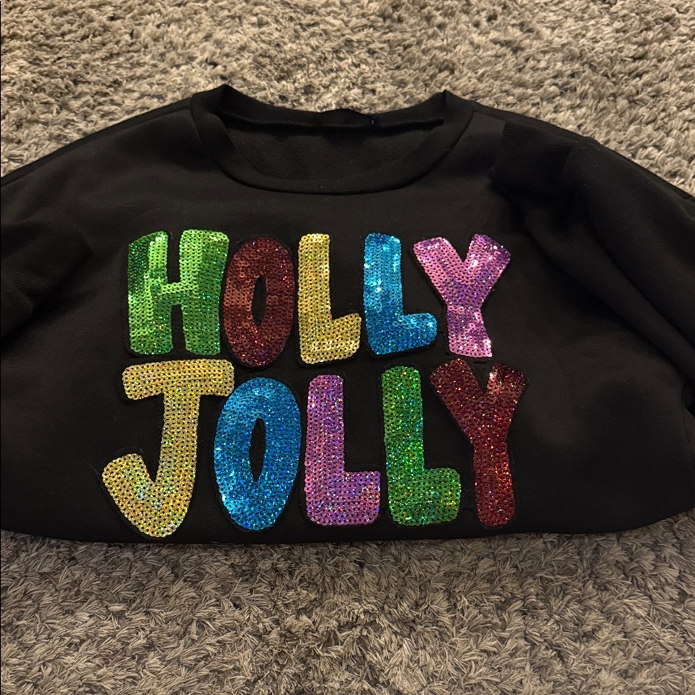 Colorful Sequin 'Holly Jolly' Sweatshirt